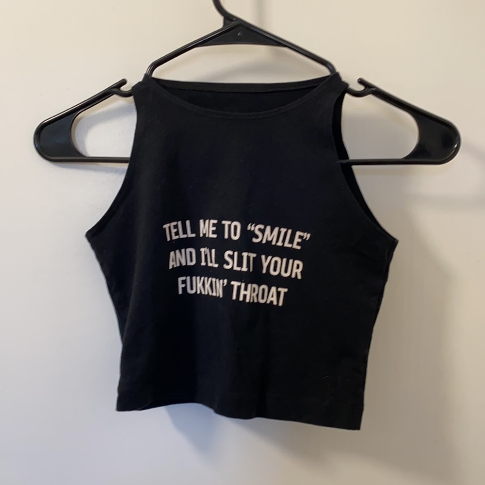 Tell me to “smile” Black crop top